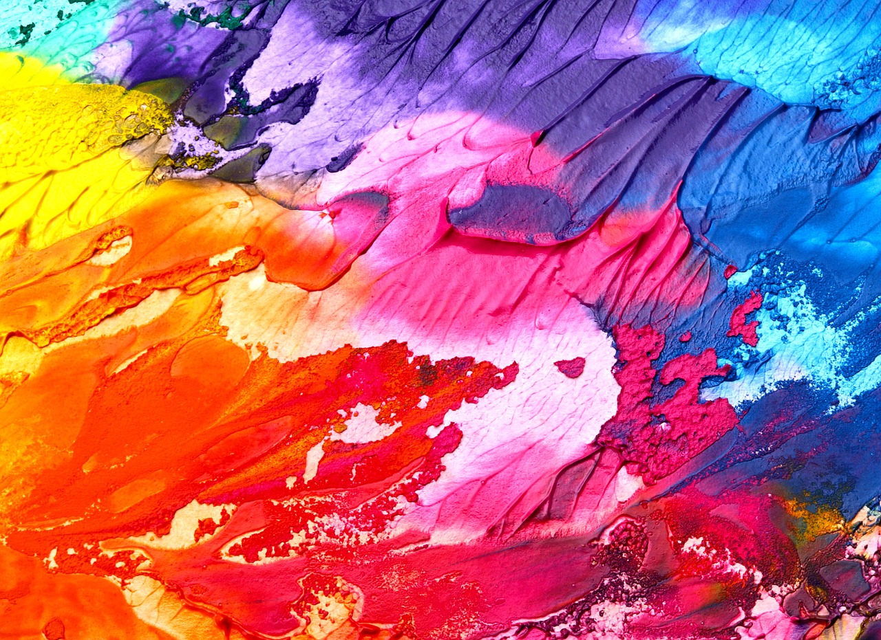 Close-up van kleurrijk canvas schilderij abstract ontwerp.